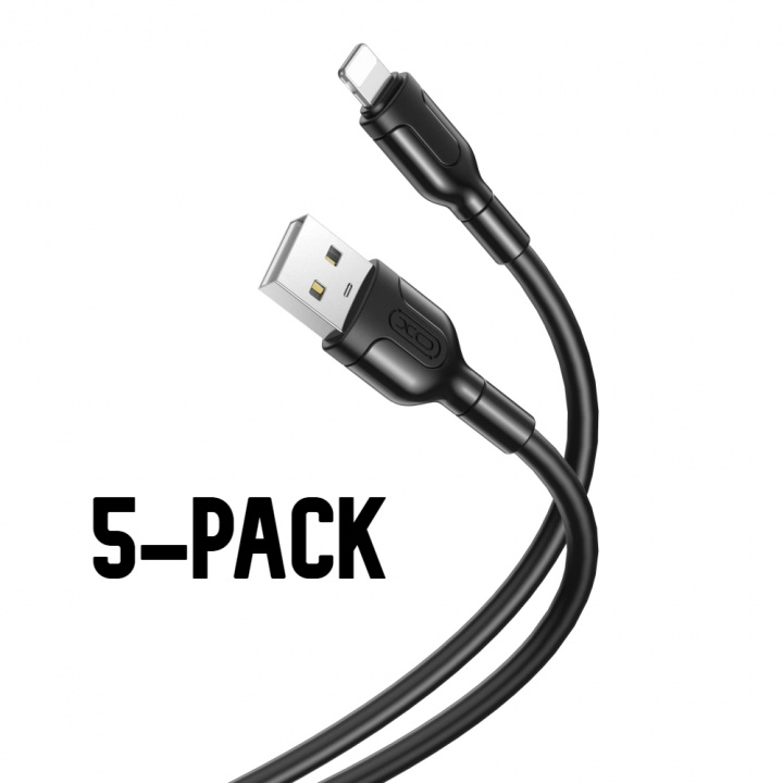 XO NB212 - USB till Lightning-kabel, Snabbladdning (2,1A), 1m, 5-Pack i gruppen SMARTPHONE & SURFPLATTOR / Laddare & Kablar / Kablar / Kablar Lightning hos TP E-commerce Nordic AB (38-98174PKT)