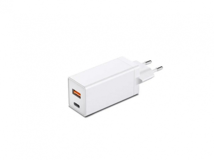 USB-C + USB-A Strömadapter 65W PD Snabbladdare, Vit i gruppen SMARTPHONE & SURFPLATTOR / Laddare & Kablar / Väggladdare / Väggladdare Typ C hos TP E-commerce Nordic AB (38-98189)