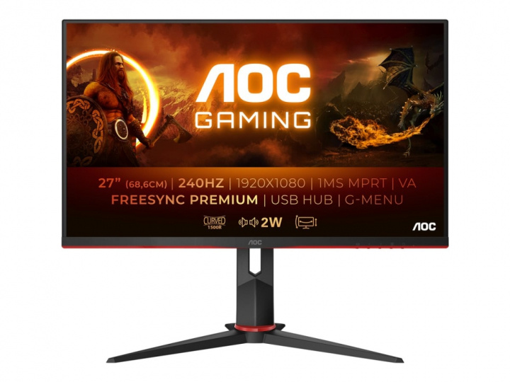 AOC C27G2ZU/BK Curved WLED-Skärm för Gaming 27\'\' i gruppen DATORER & KRINGUTRUSTNING / Datorskärmar & Tillbehör / Datorskärmar hos TP E-commerce Nordic AB (38-98254)