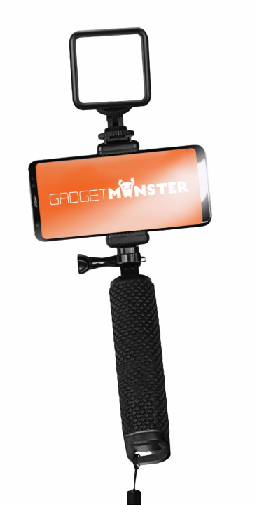GadgetMonster Vlogging Stick med LED-belysning i gruppen SMARTPHONE & SURFPLATTOR / Övriga tillbehör / Dockor, Stativ & Hållare hos TP E-commerce Nordic AB (38-98448)