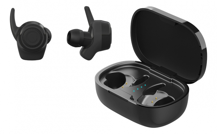 Streetz Sport TWS stay-In-ear, dubbla öronsnäckor, laddningsfodral, svart i gruppen HEMELEKTRONIK / Ljud & Bild / Hörlurar & Tillbehör / Hörlurar hos TP E-commerce Nordic AB (38-98486)