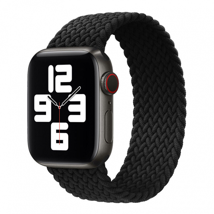 Flätat armband till Apple Watch 42/44/45 mm, Svart, Medium i gruppen SMARTPHONE & SURFPLATTOR / Träning, hem & fritid / Apple Watch & tillbehör / Tillbehör hos TP E-commerce Nordic AB (38-98907)