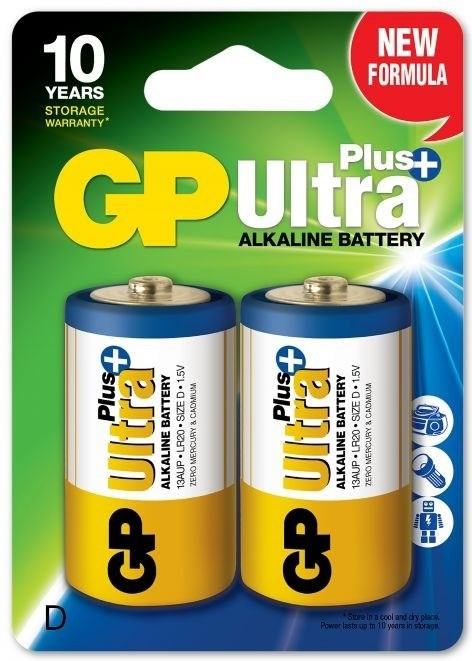 GP Ultra Plus Alkaline D batteri, 13AUP/LR20, 2-pack i gruppen HEMELEKTRONIK / Batterier & Laddare / Batterier / Övriga hos TP E-commerce Nordic AB (38-99861)