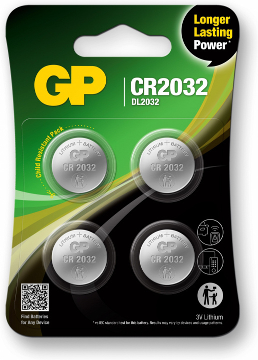 GP Knappcell Litium CR2032, 4-pack i gruppen HEMELEKTRONIK / Batterier & Laddare / Batterier / Knappcell hos TP E-commerce Nordic AB (38-99868)