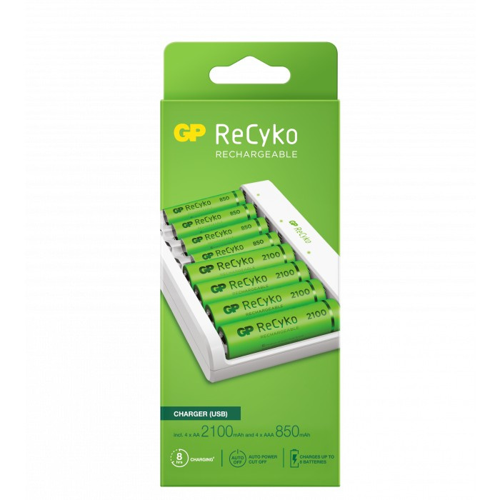 GP ReCyko batteriladdare inkl. AA- och AAA-batterier i gruppen HEMELEKTRONIK / Batterier & Laddare / Batteriladdare hos TP E-commerce Nordic AB (38-99869)