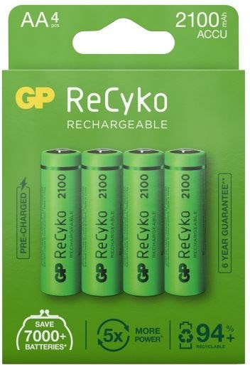 GP ReCyko AA-batteri, 2100 mAh, 4-pack i gruppen HEMELEKTRONIK / Batterier & Laddare / Laddningsbara batterier / AA hos TP E-commerce Nordic AB (38-99871)