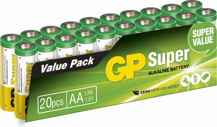 GP Super Alkaline AA batteri, 15A/LR6, 20-pack i gruppen HEMELEKTRONIK / Batterier & Laddare / Batterier / AA hos TP E-commerce Nordic AB (38-99872)