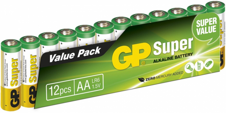 GP Super Alkaline AA batteri, 15A/LR6, 12-pack i gruppen HEMELEKTRONIK / Batterier & Laddare / Batterier / AA hos TP E-commerce Nordic AB (38-99877)