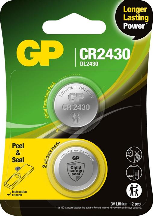 GP Knappcell CR2430 litiumbatteri 2-pack i gruppen HEMELEKTRONIK / Batterier & Laddare / Batterier / Knappcell hos TP E-commerce Nordic AB (38-99881)