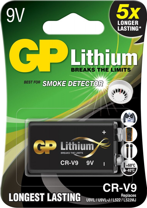 GP litiumbatteri CR-V9 1-pack i gruppen HEMELEKTRONIK / Batterier & Laddare / Batterier / 9V hos TP E-commerce Nordic AB (38-99882)