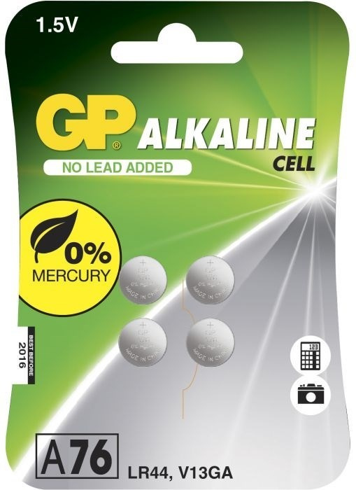 GP knappcell 76A, 1,5V, LR44, 4-pack i gruppen HEMELEKTRONIK / Batterier & Laddare / Batterier / Knappcell hos TP E-commerce Nordic AB (38-99885)