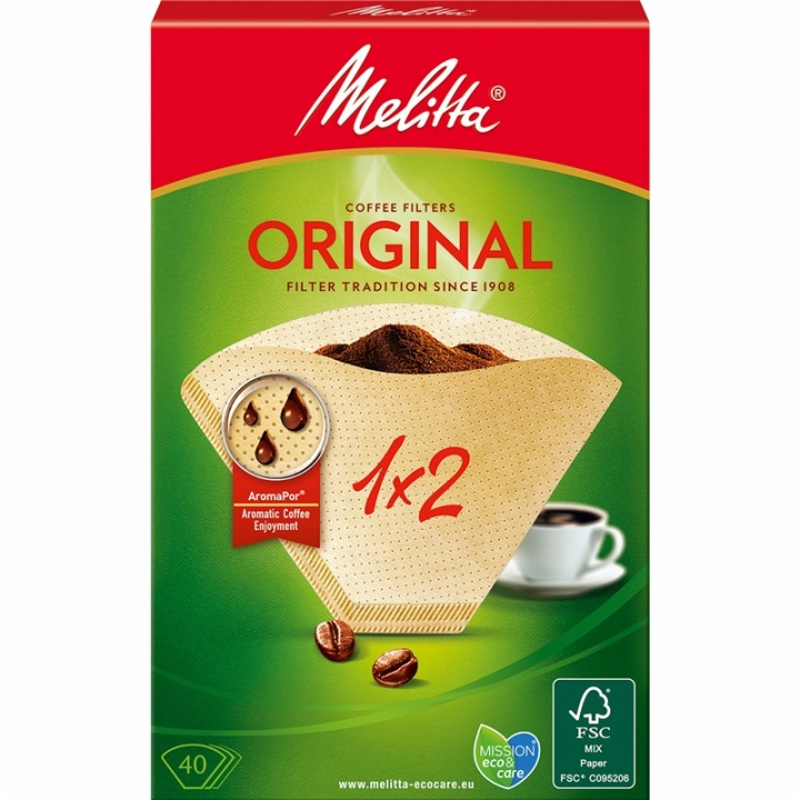 Melitta Kaffefilter 1X2 40pack (Obs 18 i gruppen HEM, HUSHÅLL & TRÄDGÅRD / Hushållsmaskiner / Kaffemaskiner & Tillbehör / Filter & Tillbehör hos TP E-commerce Nordic AB (A00877)