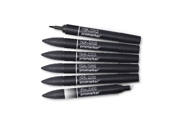 Winsor Promarker set 6st (5st Svart +1st blender) i gruppen SPORT, FRITID & HOBBY / Hobby / Måla & Rita / Pennor, kritor & tusch hos TP E-commerce Nordic AB (A01241)