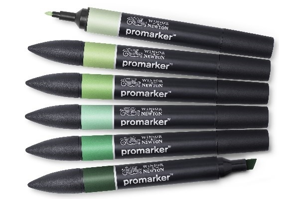 Winsor Promarker 6st, Green tones i gruppen SPORT, FRITID & HOBBY / Hobby / Måla & Rita / Pennor, kritor & tusch hos TP E-commerce Nordic AB (A01318)