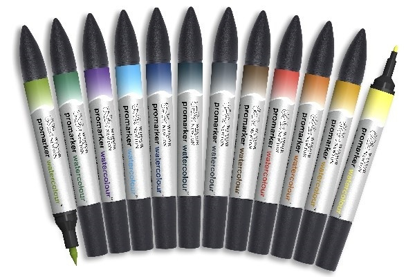 Winsor WaterColour Marker 12-pack, Landscape tones set i gruppen SPORT, FRITID & HOBBY / Hobby / Måla & Rita / Pennor, kritor & tusch hos TP E-commerce Nordic AB (A01325)