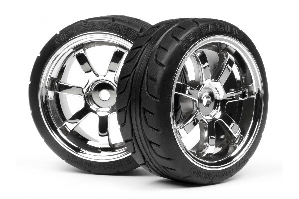 Mounted T-Grip Tire 26Mm Rays 57S-Pro Wheel Chrome i gruppen LEKSAKER, BARN- & BABYPRODUKTER / Radiostyrt / Reservdelar & Extra Tillbehör / HPI / Däck & Fälg hos TP E-commerce Nordic AB (A03199)