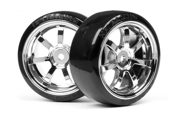 T-Drift Tire 26Mm Rays 57S-Pro Wheel Chrome i gruppen LEKSAKER, BARN- & BABYPRODUKTER / Radiostyrt / Reservdelar & Extra Tillbehör / HPI / Däck & Fälg hos Teknikproffset Nordic AB (A03200)