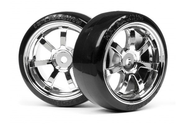 T-Drift Tire 26Mm Rays 57S-Pro Wheel Chrome i gruppen LEKSAKER, BARN- & BABYPRODUKTER / Radiostyrt / Reservdelar & Extra Tillbehör / HPI / Däck & Fälg hos TP E-commerce Nordic AB (A03200)