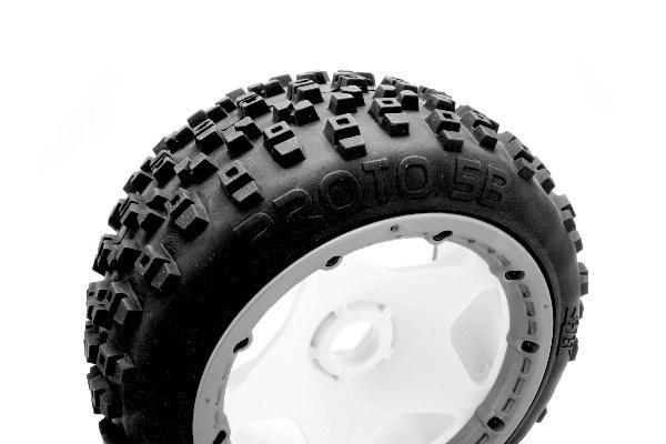 Proto Tire (White/Baja 5B/Rear/2Pcs) | LEKSAKER, BARN- & BABYPRODUKTER - Radiostyrt - Reservdelar & Extra Tillbehör - HPI - Däck - Offroad | GameStuff