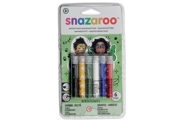 Snazaroo Ansiktsfärg stift 6st, Standard färger i gruppen LEKSAKER, BARN- & BABYPRODUKTER / Leksaker / Maskeradkläder hos TP E-commerce Nordic AB (A05308)