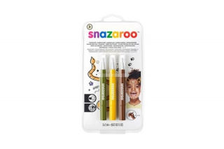 Snazaroo Ansiktsfärg penslar 3st, Grön/Gul/Brun