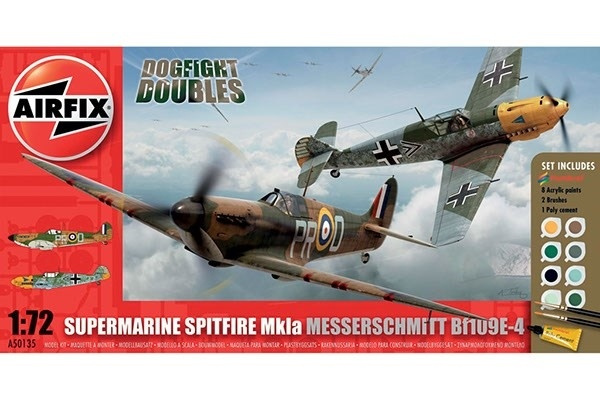 Airfix Supermarine Spitfire Mk1a Messerschmitt BF109E-4 i gruppen SPORT, FRITID & HOBBY / Hobby / Plastmodeller / Startkit/Gåvoset hos TP E-commerce Nordic AB (A06738)