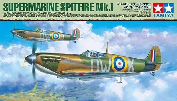 Tamiya 1:48 Supermarine Spitfire Mk.I i gruppen SPORT, FRITID & HOBBY / Hobby / Plastmodeller / Flyg/Helikoptrar hos TP E-commerce Nordic AB (A07370)