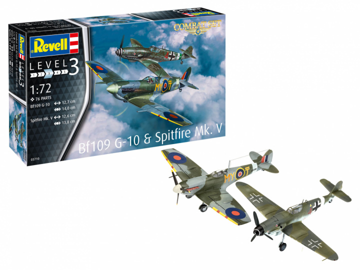 Revell 1:72 Model Set Combat Set Bf109G-10 & Spitfire Mk i gruppen SPORT, FRITID & HOBBY / Hobby / Plastmodeller / Startkit/Gåvoset hos TP E-commerce Nordic AB (A08040)