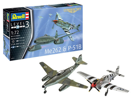 Revell 1:72 Model Set Combat Set Me262 & P-51B i gruppen SPORT, FRITID & HOBBY / Hobby / Plastmodeller / Startkit/Gåvoset hos TP E-commerce Nordic AB (A08041)