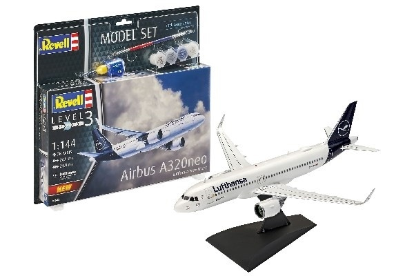 Revell 1:144 Model Set Airbus A320 Neo \'Lufthansa i gruppen SPORT, FRITID & HOBBY / Hobby / Plastmodeller / Startkit/Gåvoset hos TP E-commerce Nordic AB (A08068)