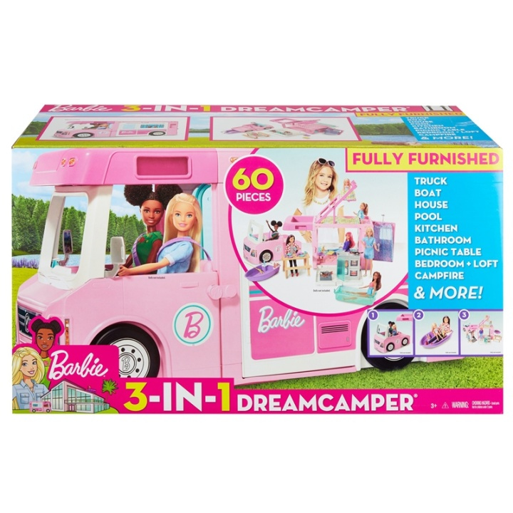 Barbie 3-in-1 DreamCamper Vehicle and i gruppen LEKSAKER, BARN- & BABYPRODUKTER / Leksaker / Dockor & Tillbehör hos TP E-commerce Nordic AB (A08331)