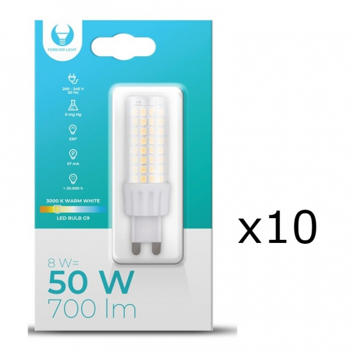 LED-Lampa, G9, 8W, 230V, 3000K, 10-pack, Varmvitt i gruppen HEMELEKTRONIK / Belysning / LED-lampor hos TP E-commerce Nordic AB (A08708-PKT10)