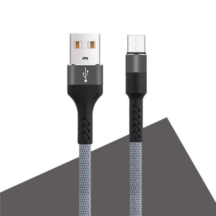 MXUC-01 microUSB-Kabel (2A) Fast Charge, Grå i gruppen SMARTPHONE & SURFPLATTOR / Laddare & Kablar / Kablar / Kablar microUSB hos TP E-commerce Nordic AB (A08727)