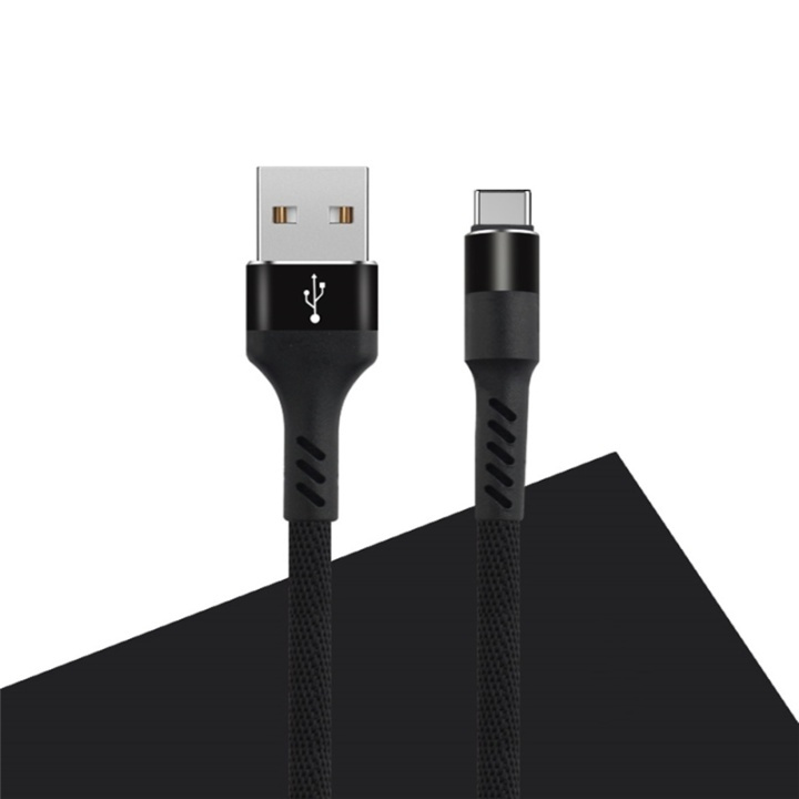 MXUC-01 USB-C Kabel (2A) Fast Charge, Svart i gruppen SMARTPHONE & SURFPLATTOR / Laddare & Kablar / Kablar / Kablar Typ C hos TP E-commerce Nordic AB (A08728)
