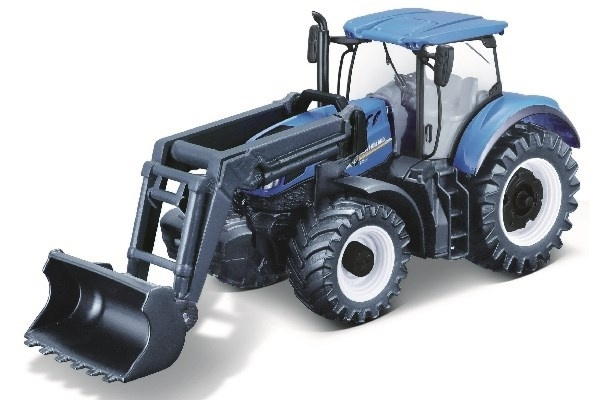 Tractor w/front loader N.H. T7.615 10cm blue i gruppen LEKSAKER, BARN- & BABYPRODUKTER / Leksaker / Leksaksbilar hos TP E-commerce Nordic AB (A09239)
