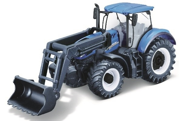 Tractor w/front loader N.H. T7.615 10cm blue i gruppen LEKSAKER, BARN- & BABYPRODUKTER / Leksaker / Leksaksbilar & andra fordon hos TP E-commerce Nordic AB (A09239)
