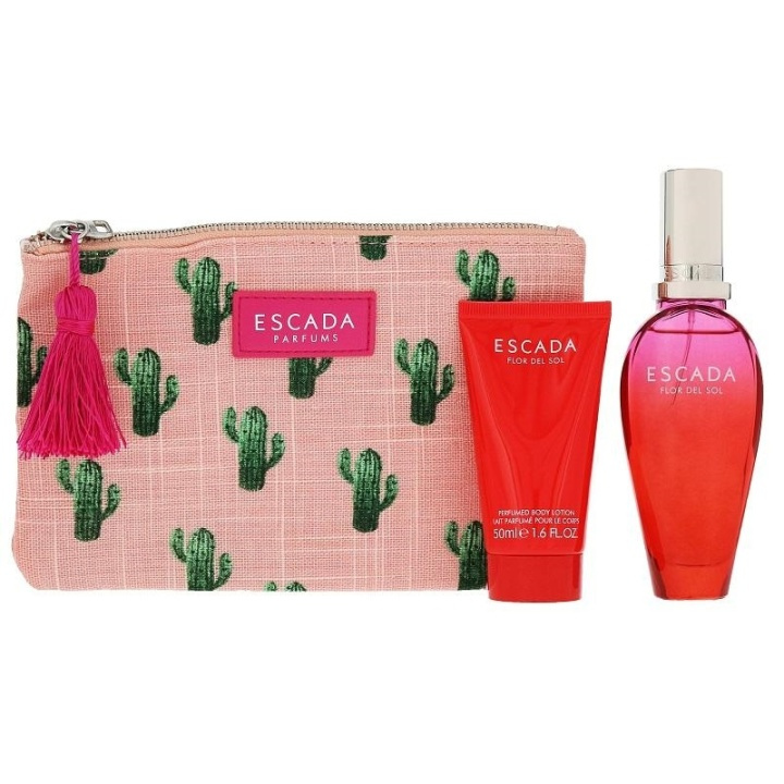 Giftset Escada Flor Del Sol Edt 50ml + 50ml BodyLotion + Clutch Bag i gruppen SKÖNHET & HÄLSA / Doft & Parfym / Parfym / Parfymboxar hos TP E-commerce Nordic AB (A10867)