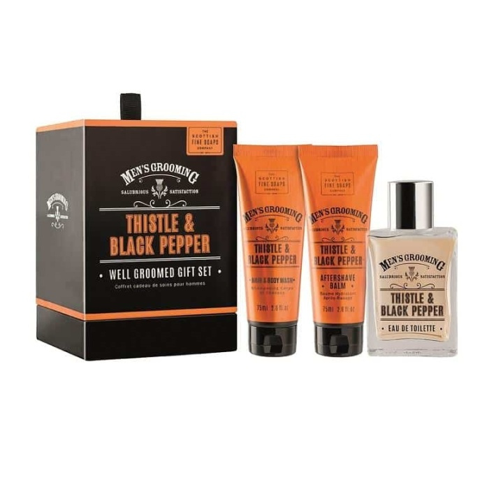 Giftset Scottish Fine Soaps Thistle & Black Pepper Well Groomed Gift Set i gruppen SKÖNHET & HÄLSA / Presentkit / Presentkit För Honom hos TP E-commerce Nordic AB (A13052)