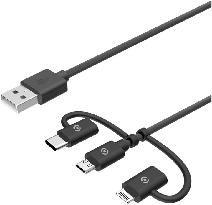 Celly 3-i-1-kabel MicroUSB / Lightning / USB-C 1m i gruppen SMARTPHONE & SURFPLATTOR / Laddare & Kablar / Kablar / Kablar microUSB hos TP E-commerce Nordic AB (A13739)