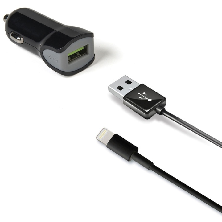 Celly Billaddare + Lightning-kabel 2 i gruppen SMARTPHONE & SURFPLATTOR / Laddare & Kablar / Billaddare / Billaddare Lightning hos TP E-commerce Nordic AB (A13740)