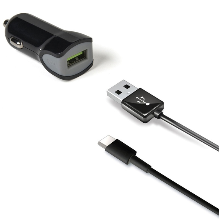 Celly Billaddare + USB-C-kabel 2,4A 12W i gruppen SMARTPHONE & SURFPLATTOR / Laddare & Kablar / Billaddare / Billaddare USB hos TP E-commerce Nordic AB (A13741)
