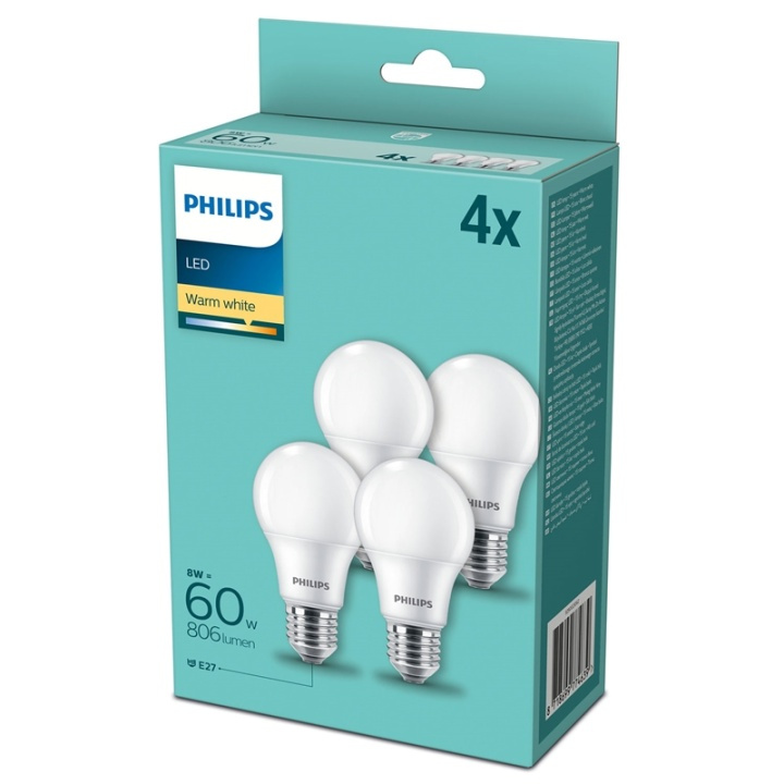 Philips 4-pack LED E27 Normal Frost 60 i gruppen HEMELEKTRONIK / Belysning / LED-lampor hos TP E-commerce Nordic AB (A13811)