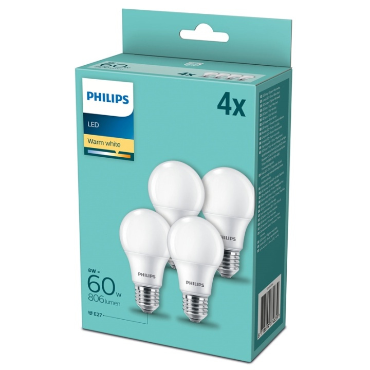 Philips 4-pack LED E27 Normal Frost 60W 806lm i gruppen HEMELEKTRONIK / Belysning / LED-lampor hos TP E-commerce Nordic AB (A13811)