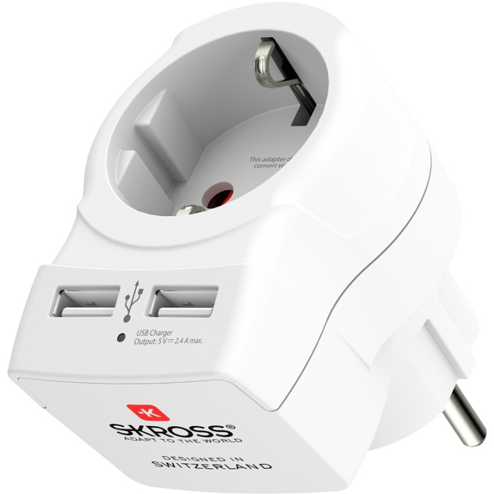 SKROSS Europe to Europe 2 x USB + 1 2 i gruppen HEM, HUSHÅLL & TRÄDGÅRD / El & Belysning / Reseadaptrar hos TP E-commerce Nordic AB (A13860)