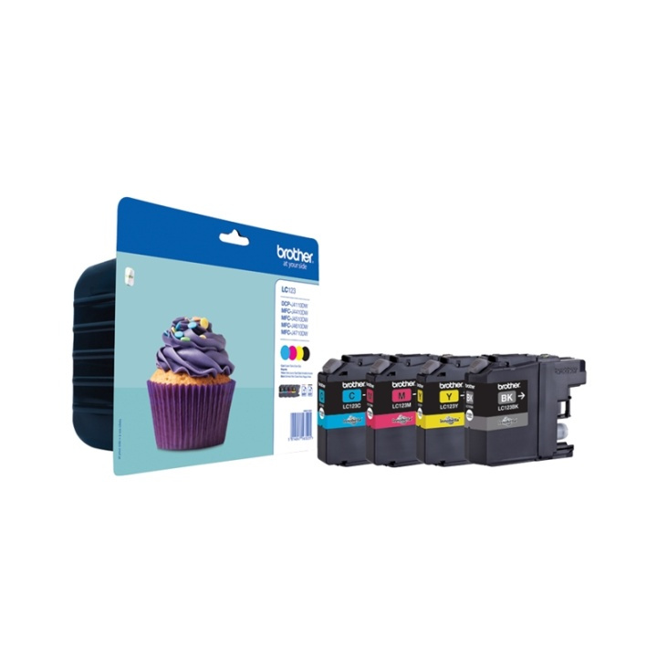 Brother LC-123VALBPDR bläckpatroner 4 styck Original Svart, Cyan, Magenta, Gul i gruppen DATORER & KRINGUTRUSTNING / Skrivare & Tillbehör / Bläck & Toner / Bläckpatroner / Brother hos TP E-commerce Nordic AB (A13968)