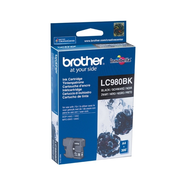 Brother LC-980BK bläckpatroner 1 styck Original Svart i gruppen DATORER & KRINGUTRUSTNING / Skrivare & Tillbehör / Bläck & Toner / Bläckpatroner / Brother hos TP E-commerce Nordic AB (A14039)