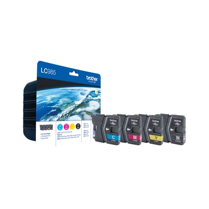 Brother LC-985VALBPDR bläckpatroner 4 styck Original Svart, Cyan, Magenta, Gul i gruppen DATORER & KRINGUTRUSTNING / Skrivare & Tillbehör / Bläck & Toner / Bläckpatroner / Brother hos TP E-commerce Nordic AB (A14047)