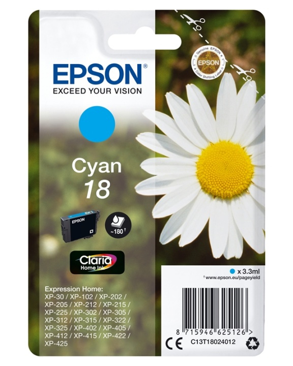 Epson Daisy Enpack cyan 18 Claria Home-bläck i gruppen DATORER & KRINGUTRUSTNING / Skrivare & Tillbehör / Bläck & Toner / Bläckpatroner / Epson hos TP E-commerce Nordic AB (A14062)