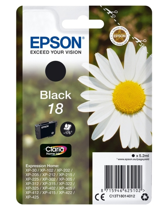 Epson Daisy Enpack svart 18 Claria Home-bläck i gruppen DATORER & KRINGUTRUSTNING / Skrivare & Tillbehör / Bläck & Toner / Bläckpatroner / Epson hos Teknikproffset Nordic AB (A14065)
