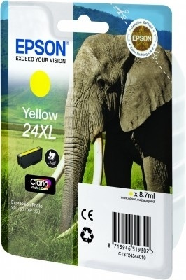 Epson Elephant Singlepack Yellow 24XL Claria Photo HD Ink i gruppen DATORER & KRINGUTRUSTNING / Skrivare & Tillbehör / Bläck & Toner / Bläckpatroner / Epson hos TP E-commerce Nordic AB (A14072)